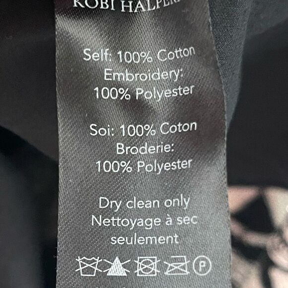 Kobi Halperin Black Blouse with White Embroidery - Picture 4 of 6